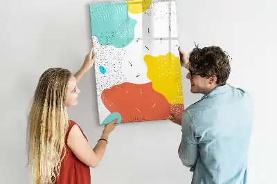 Magnetic erase board with a colorful doodles design
