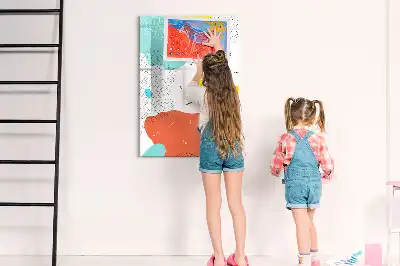 Magnetic erase board with a colorful doodles design
