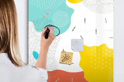 Magnetic erase board with a colorful doodles design