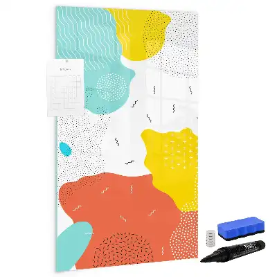 Magnetic erase board with a colorful doodles design