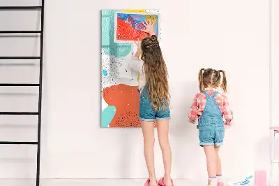 Magnetic erase board with a colorful doodles design