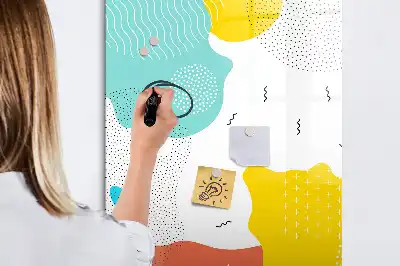 Magnetic erase board with a colorful doodles design