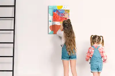 Magnetic erase board with a colorful doodles design