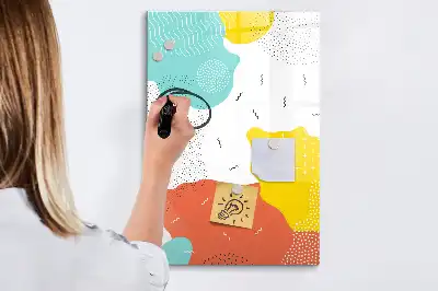 Magnetic erase board with a colorful doodles design