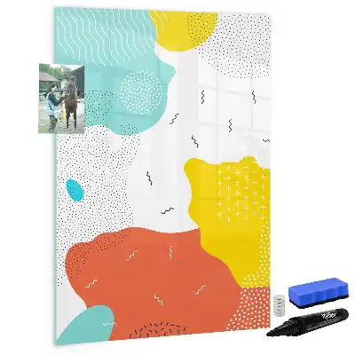 Magnetic erase board with a colorful doodles design