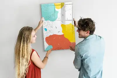 Magnetic erase board with a colorful doodles design