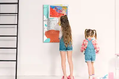 Magnetic erase board with a colorful doodles design