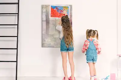 Magnetic writing board with paint splatters design