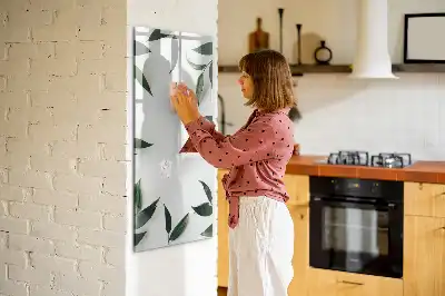 Magnetic writing board with green leaves frame