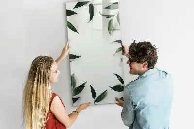 Magnetic writing board with green leaves frame