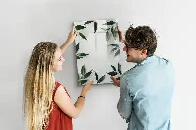 Magnetic writing board with green leaves frame