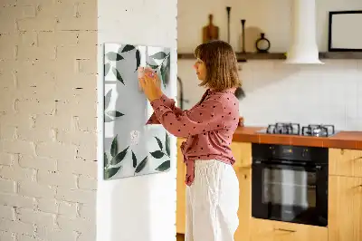 Magnetic writing board with green leaves frame