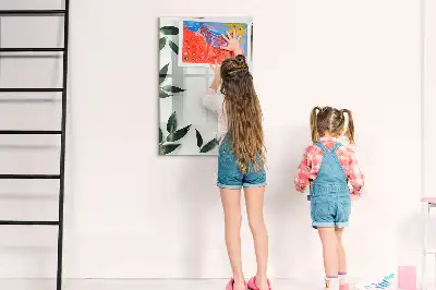 Magnetic writing board with green leaves frame