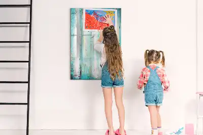 Magnetic dry erase board with a vintage wood frame