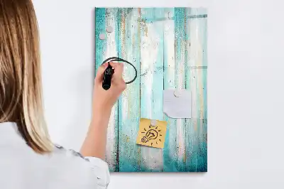 Magnetic dry erase board with a vintage wood frame