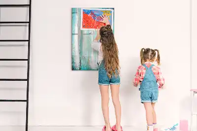Magnetic dry erase board with a vintage wood frame