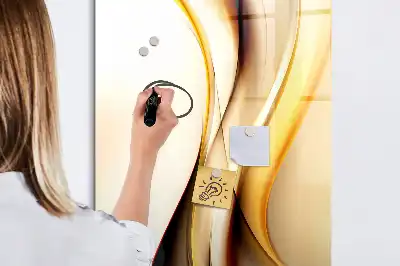 Magnetic dry erase board gold wave abstraction design