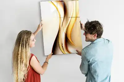 Magnetic dry erase board gold wave abstraction design