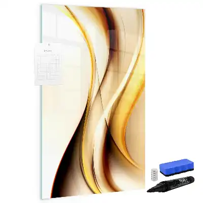 Magnetic dry erase board gold wave abstraction design