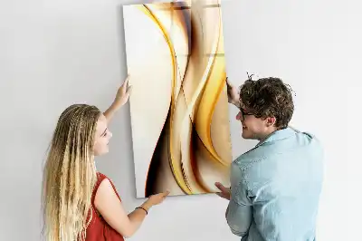 Magnetic dry erase board gold wave abstraction design