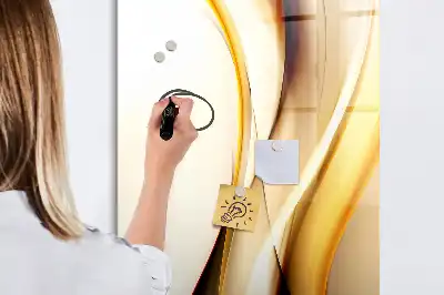 Magnetic dry erase board gold wave abstraction design