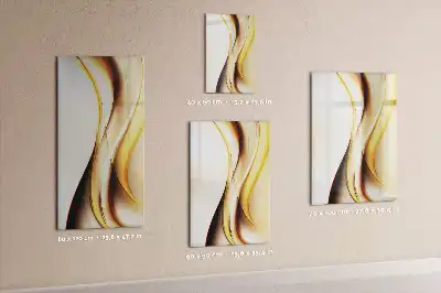 Magnetic dry erase board gold wave abstraction design