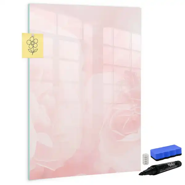 Magnetic writing board with a roses design