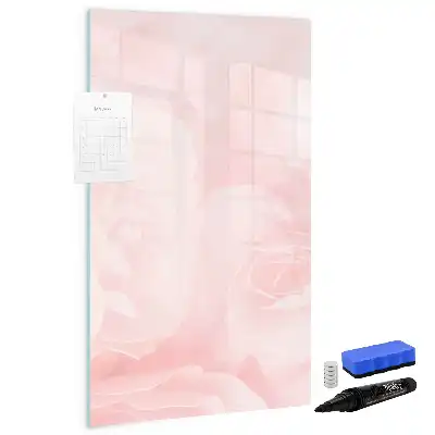 Magnetic writing board with a roses design