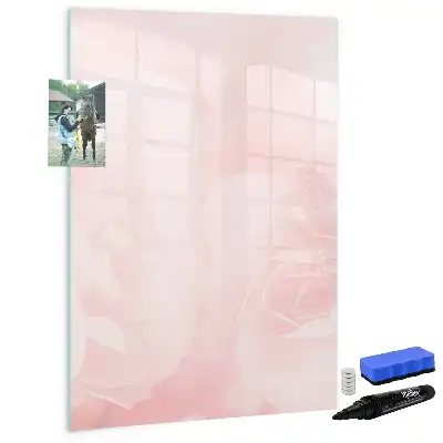 Magnetic writing board with a roses design