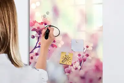 Magnetic dry erase board spring flowers design