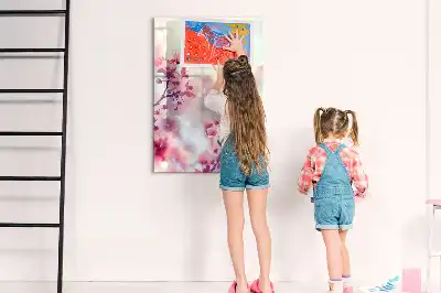 Magnetic dry erase board spring flowers design