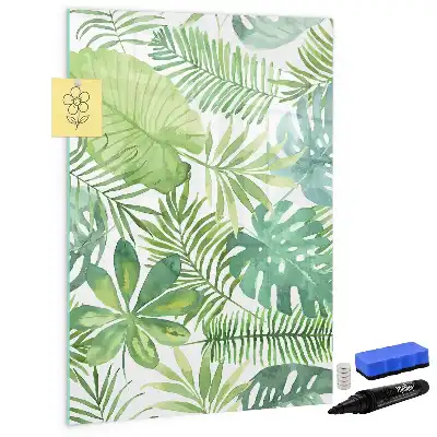 Magnetic dry erase board with watercolor leaves design