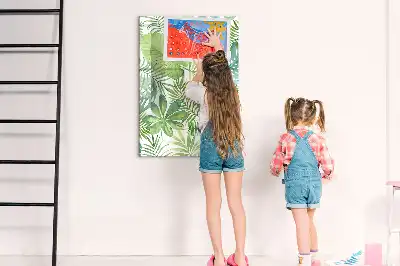 Magnetic dry erase board with watercolor leaves design