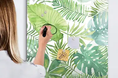 Magnetic dry erase board with watercolor leaves design