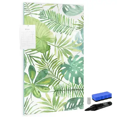 Magnetic dry erase board with watercolor leaves design