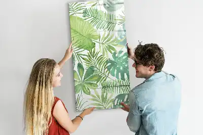 Magnetic dry erase board with watercolor leaves design