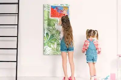 Magnetic dry erase board with watercolor leaves design