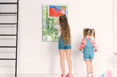 Magnetic dry erase board with watercolor leaves design
