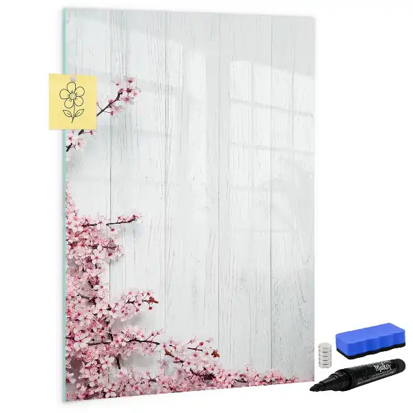 Magnetic dry erase board flowers on wood design