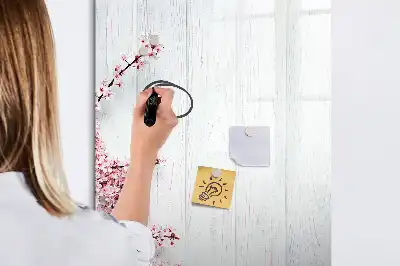 Magnetic dry erase board flowers on wood design