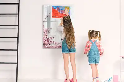 Magnetic dry erase board flowers on wood design