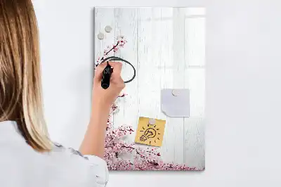 Magnetic dry erase board flowers on wood design