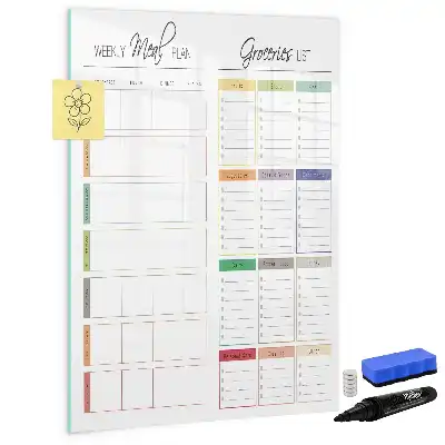 Magnetic dry erase board for weekly meal planning