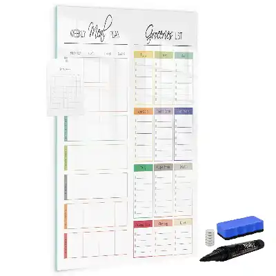 Magnetic dry erase board for weekly meal planning