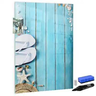 Magnetic writing board in blue beach design