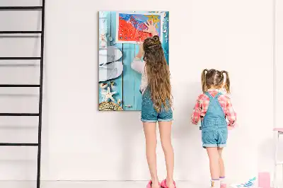 Magnetic writing board in blue beach design