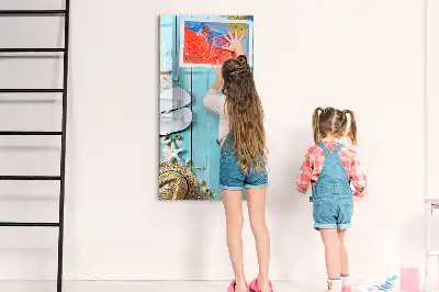 Magnetic writing board in blue beach design