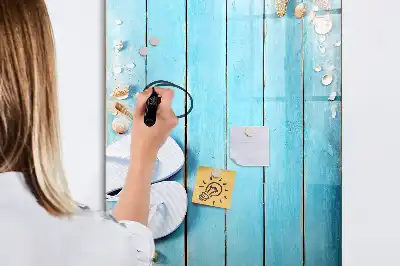 Magnetic writing board in blue beach design