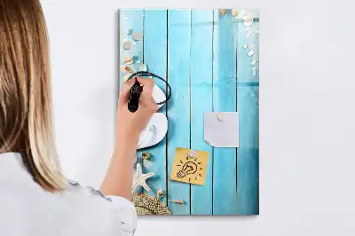 Magnetic writing board in blue beach design