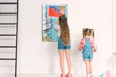 Magnetic writing board in blue beach design